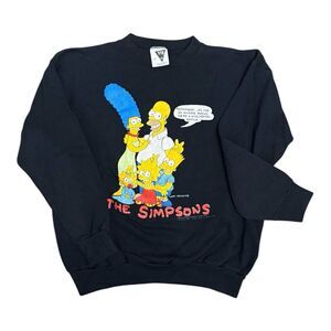 Vintage 1990 The Simpsons Sweatshirt Size L Black 90s TV Show USA Made SSI